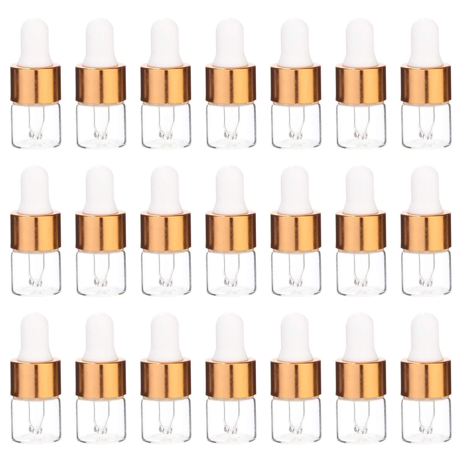 FRCOLOR Mini Pipettenflasche Glas Tropfflasche Tragbare Leere Nachfüllbar Ätherische Öl Flaschen Flüssigkeitsflaschen Kosmetikbehälter 1ML 100 Stück (Transparent)