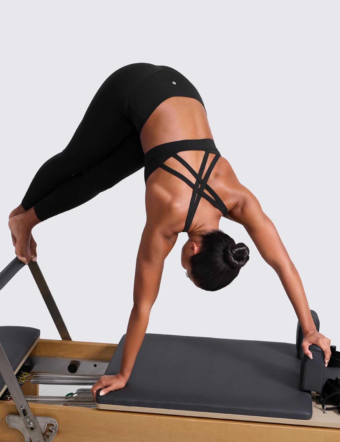 CRZ YOGA Butterlift Wide Criss Cross Straps Supportive Sports Bras for Women - Medium Impact Strappy Gym Padded Workout Top