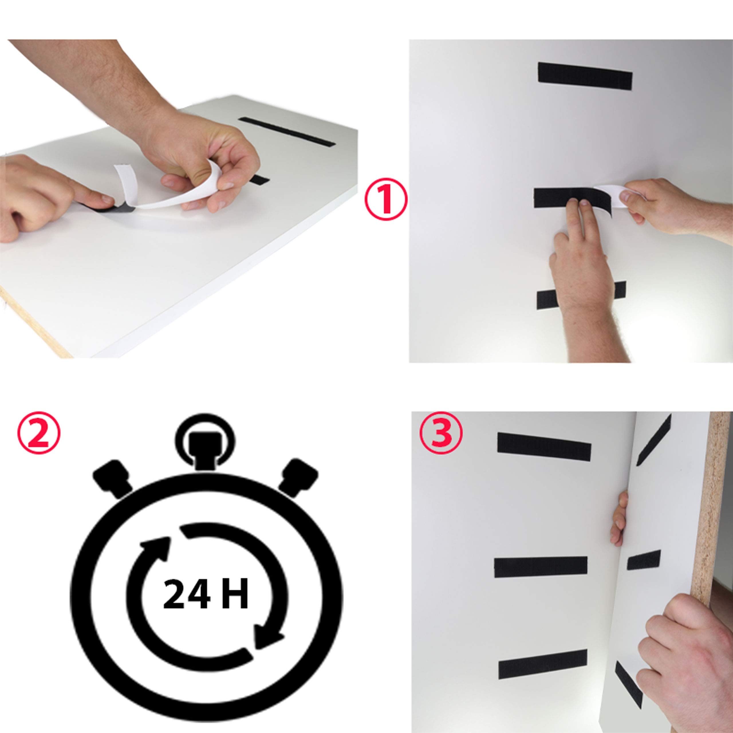 KLEBESHOP24 Ruban autocollant adhésif à crochets et boucles | Bande scratch adhésive | Couleur, longueur, largeur au choix/blanc, 30 mm x 8 m
