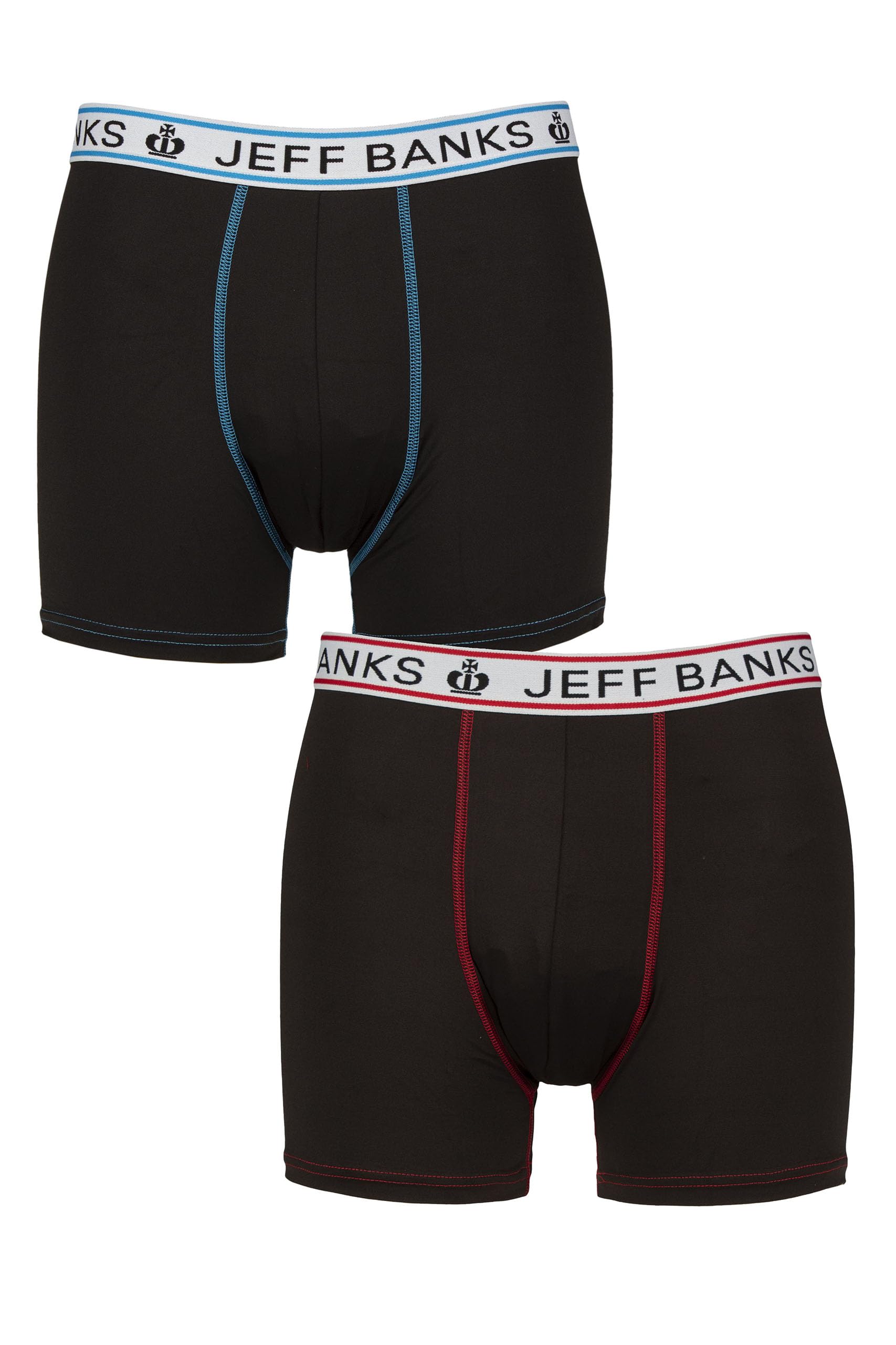 Jeff Banks Men's Black Sports Underwear - Trunks, Moisture Wicking, Lightweight, Comfort, Label-Less, Breathable, Gym, Exercise, Running, 2 Pack, Sizes S,M,L,Xl M