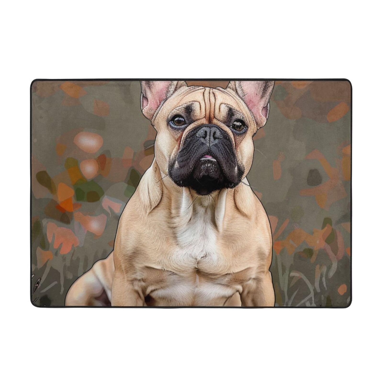 Grand tapis bouledogue français pour salon et chambre de 203 x 147 cm