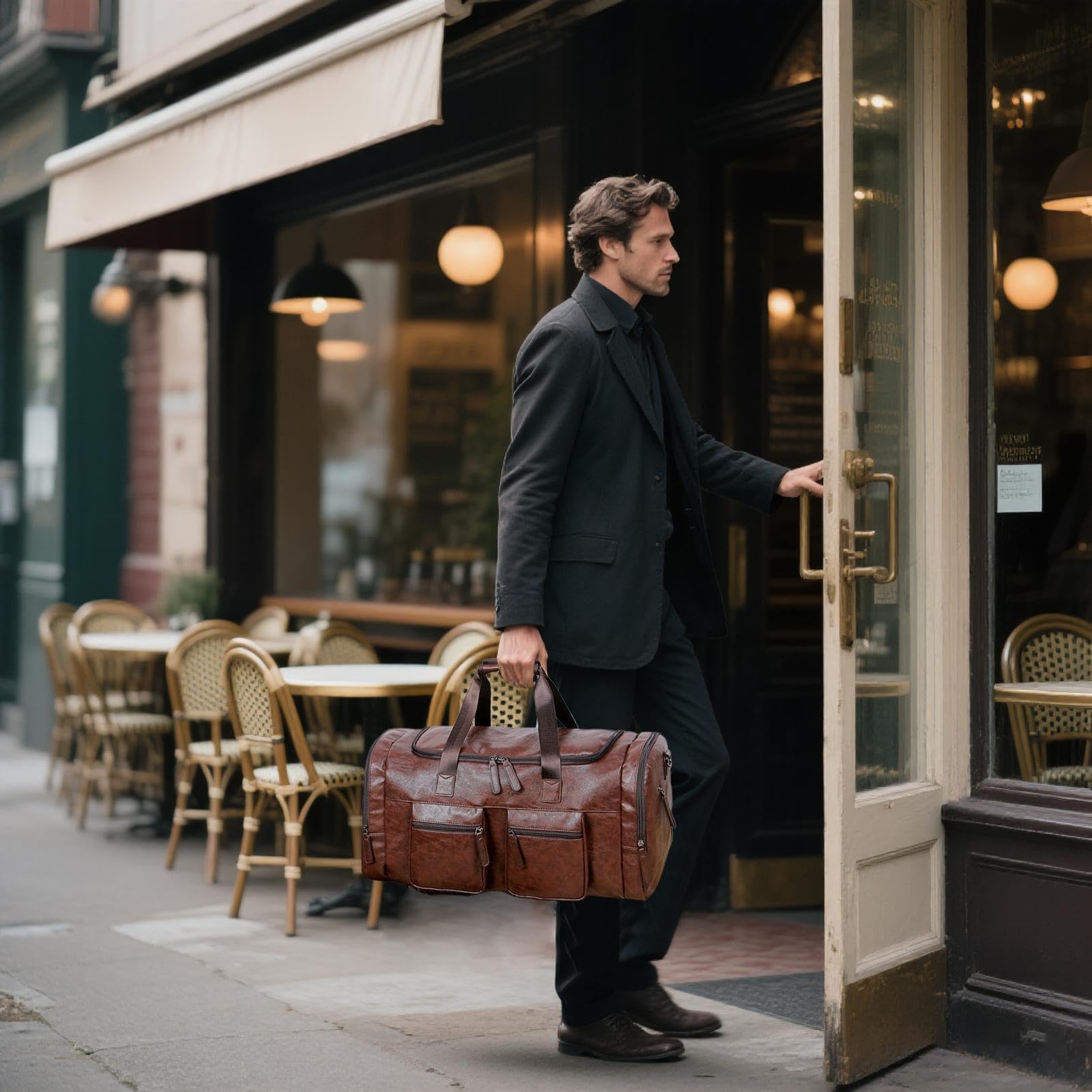 Torba Podróżna Dla Mężczyzn Duży Worek Z Wytrzymałej Skóry PU | Męska Torba Bagażowa Podróżna Duffel Do Ubrań Butów Odzieży Artykułów Toaletowych Siłowni Samolotu Pracy Wakacji