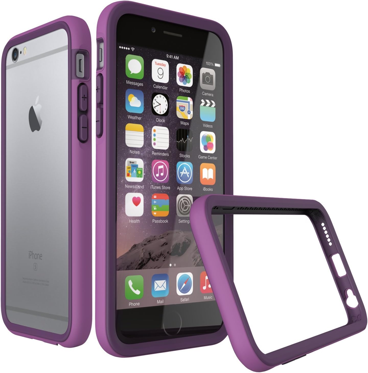 iPhone 6s Plus Case [Purple] RhinoShield CrashGuard Bumper [11 Ft Drop Tested] NO BULK [EggDrop Technology] Thin Lightweight Protection [Includes FREE Back Transparent Skin] Also fits iPhone 6 Plus
