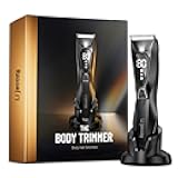 Body Hair Trimmer for Men - Pubic Hair Trimmer for Man - Electric Ball Shaver with Display & Light - Waterproof Wet/Dry Groomer kit for Groin - Wireless Charging - Ceramic Blade with 3 Comb