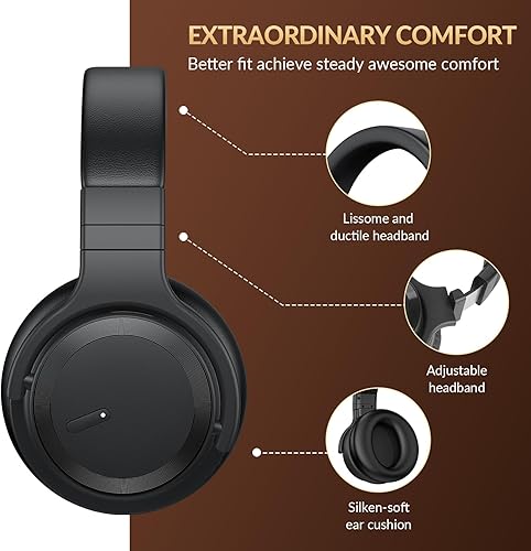 Miniatura 5 de Auriculares con cancelación activa de ruido, auriculares Bluetooth inalámbricos sobre la oreja con audio de alta fidelidad, cómodos auriculares