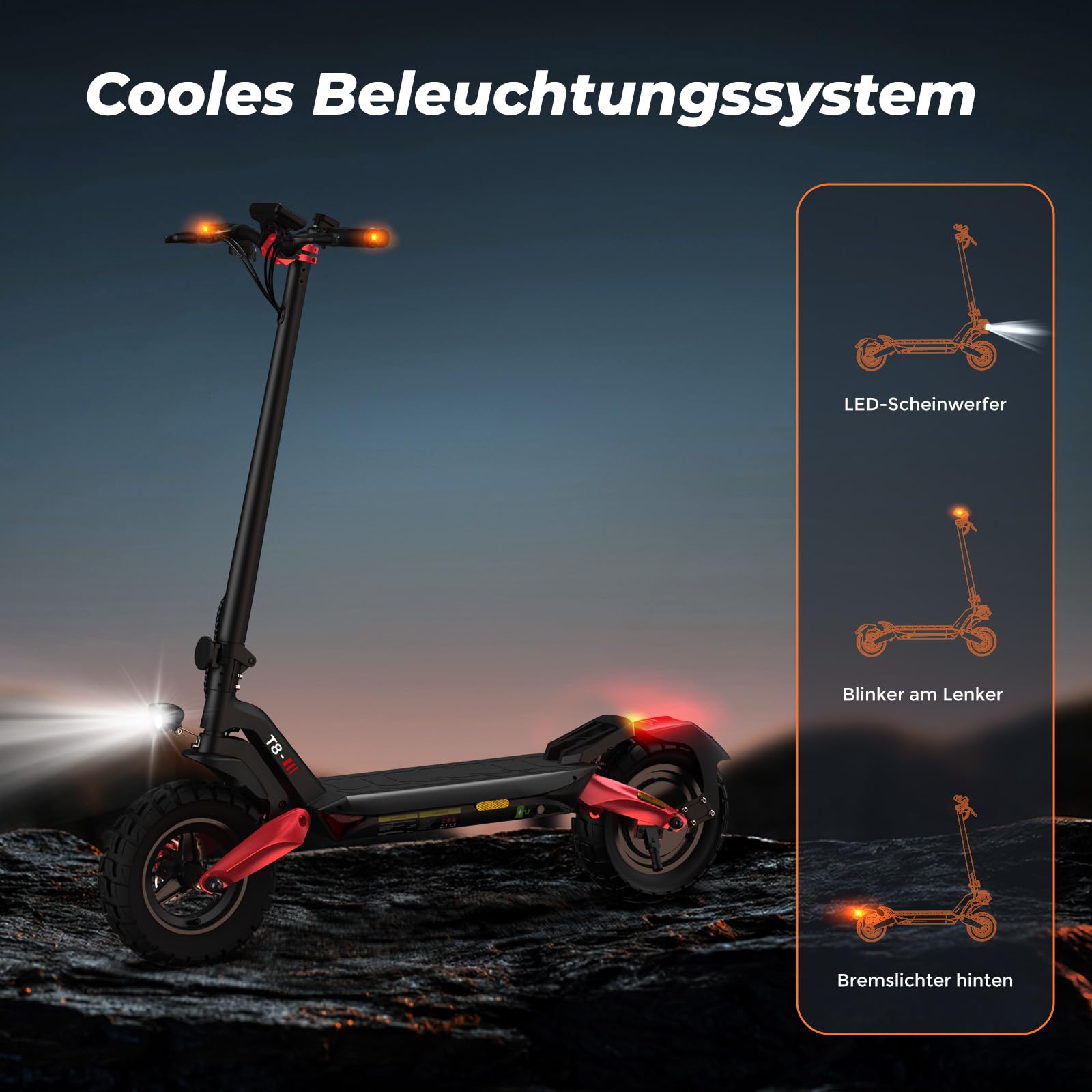 Skuter elektryczny z dopuszczeniem do ruchu drogowego, zasięg 80-100 km, 48 V, 15 Ah, opony pneumatyczne 10 cali, ABE skuter elektryczny z podwójną amortyzacją uderzeń, składana hulajnoga elektryczna