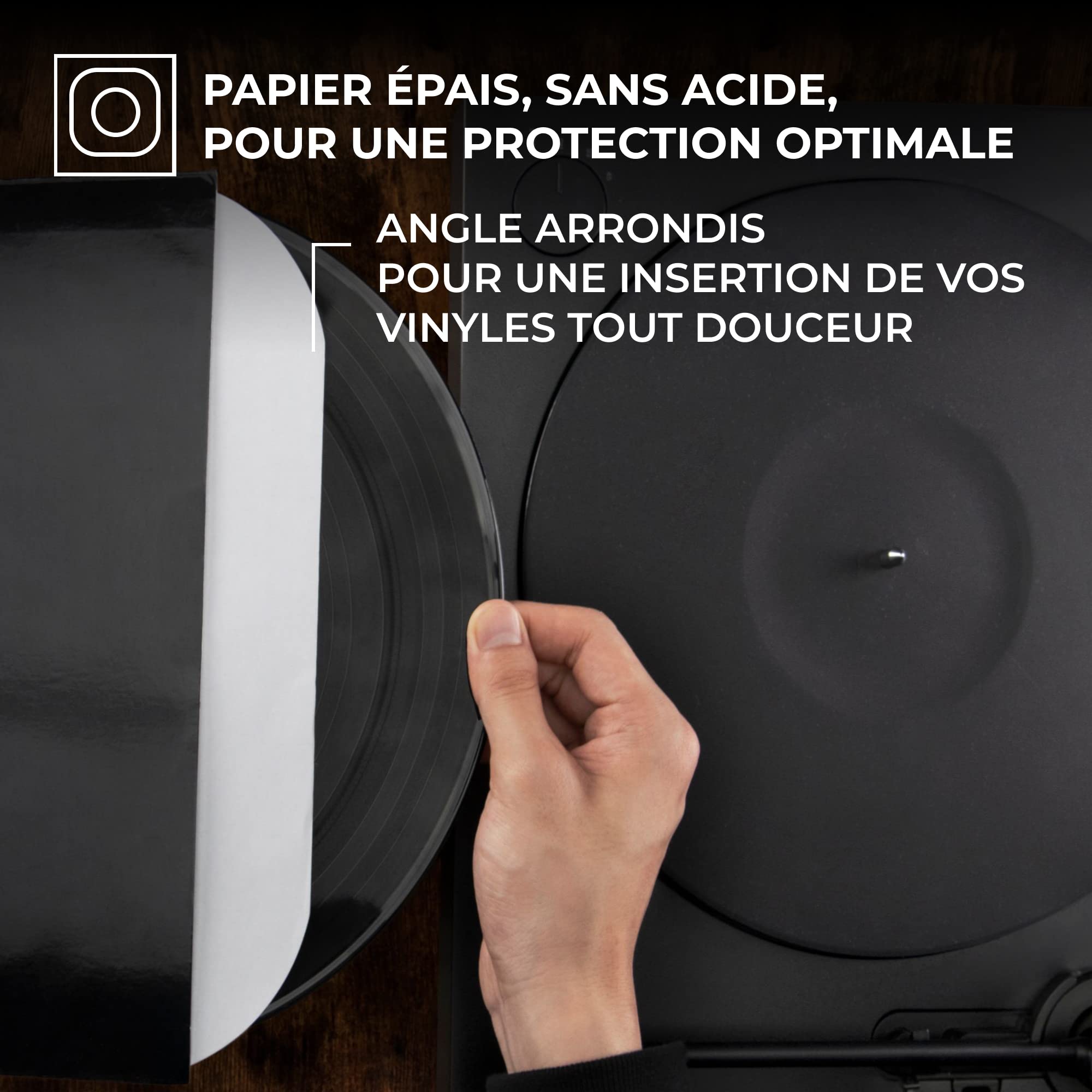 Big Fudge Pochettes intérieures pour Disques Vinyles - 30.5cm x 50 Pièces - Papier Épais et sans Acide Protection de Vinyle - Pochette Intérieure Antistatique Disque 33 Tours