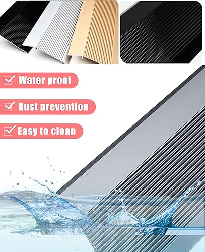 Miniatura 4 de Tira de transición de umbral de alfombra de aluminio, barra de umbral de puerta, reductor de piso para puertas, revestimiento de alfombra (negro