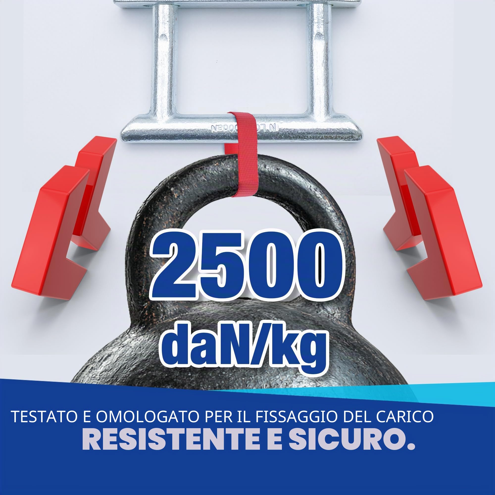 Staffa di fissaggio | 2500 daN | Occhielli di fissaggio Staffa a U | Adatta per rimorchi per autovetture, furgoni, sprinter, autocarri | Incl. contropiastra e dadi M12 (10 pezzi)