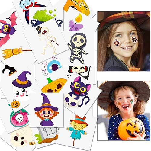 Miniatura 1 de LOMIMOS 120 tatuajes temporales de Halloween, calcomanías extraíbles impermeables para niños y adultos, recuerdos de fiesta, decoración de festivales