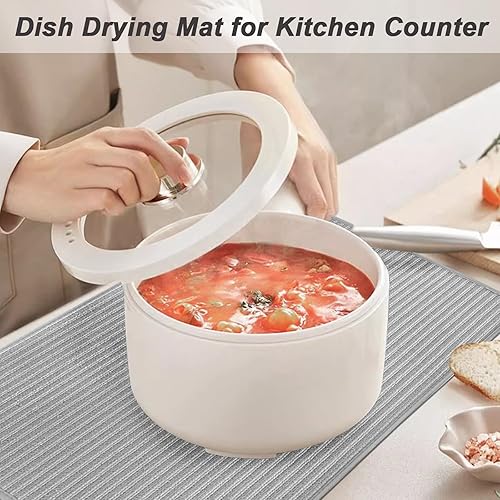 Miniatura 5 de Paquete de 2 tapetes grandes para secar platos para encimera de cocina, escurridor de platos absorbente de microfibra de 24 x 17 pulgadas,