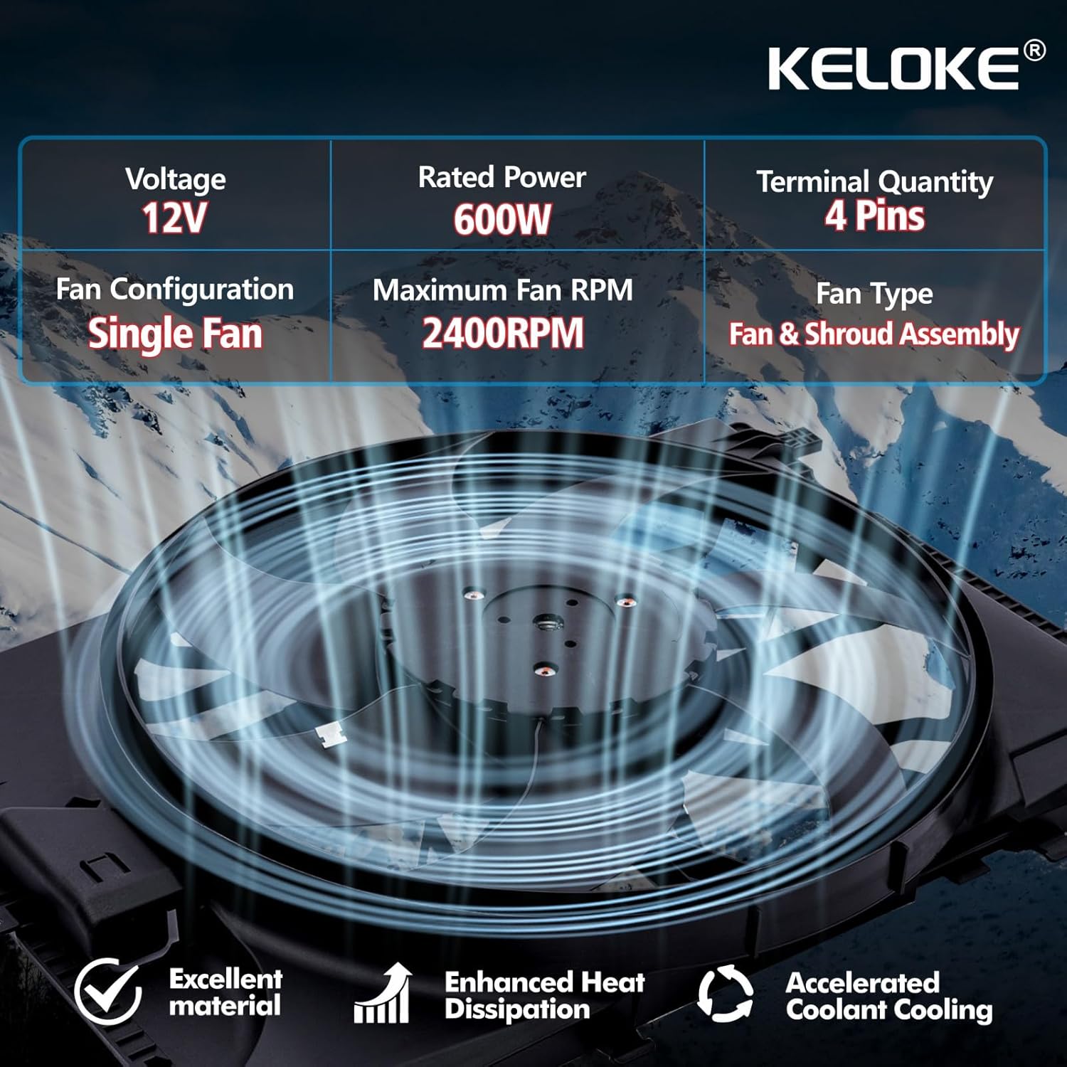 KELOKE Engine Radiator Cooling Fan Assembly Compatible with BMW 128i 08-13, 323i 06-11, 325i/325xi/330i/330xi 06, 328i 07-13, 328i xDrive 09-13, 328xi 07-08, Replace# 17427562080 621-195