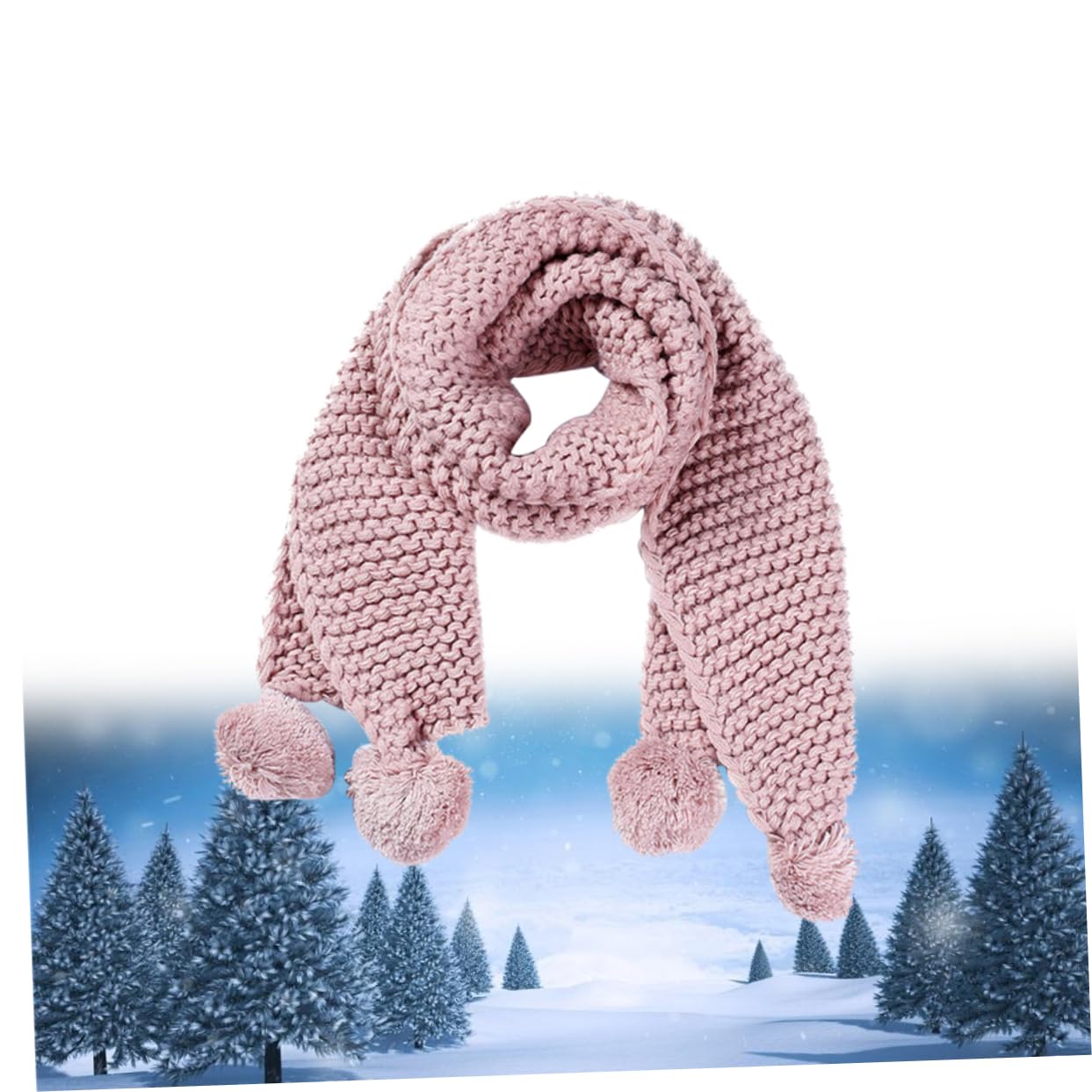 3 Piezas niño Bufanda de Invierno Bufandas para niños con Bolas peludas de niño cálida para niños de Lana Rosa