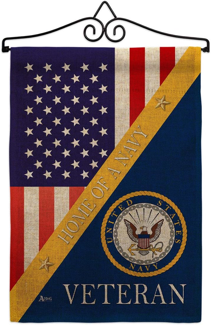 Navy Home of Burlap Garden Flag Armed Forces USN Seabee United State American Military Veteran Retire Official Small Decorative Gift Yard House Banner Double-Sided Made In USA 13 X 18.5