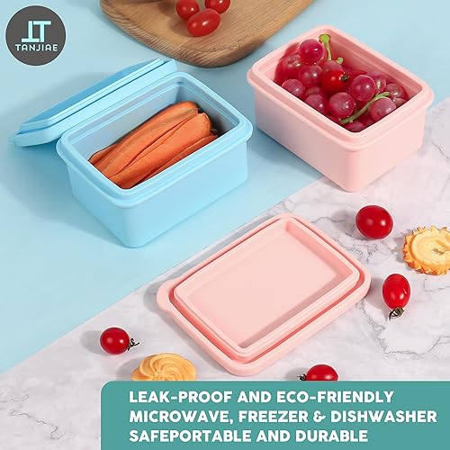 Miniatura 5 de Recipientes de silicona para niños, a prueba de fugas, recipientes pequeños para almuerzo con tapas para niños pequeños, 1 taza de moldes para