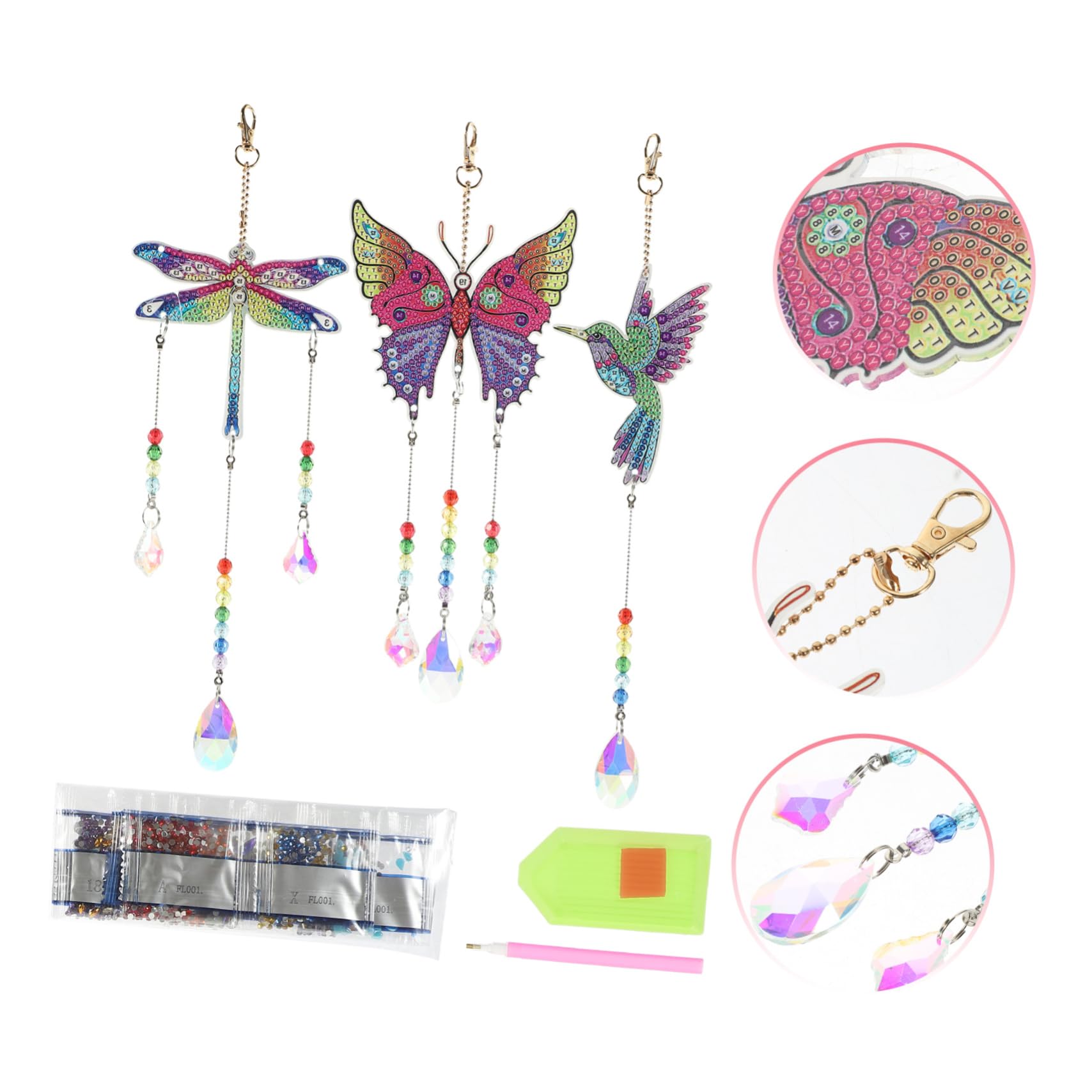 ibasenice 5 Sätze Diamanten DIY Windspiel Set Teiliges Suncatcher mit Schmetterlingen Hängende Dekoration für Fenster Balkon Zimmer Büro Kreative Bastelideen für Zuhause