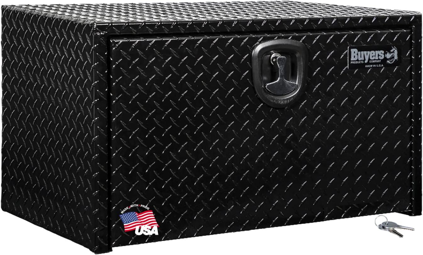Buyers Products 1725105 Black Diamond Tread Aluminum Underbody Truck Tool Box, 18 x 18 x 36 Inch, Made In The USA, Truck Box For Storage & Organization, Durable Job Box for Truck