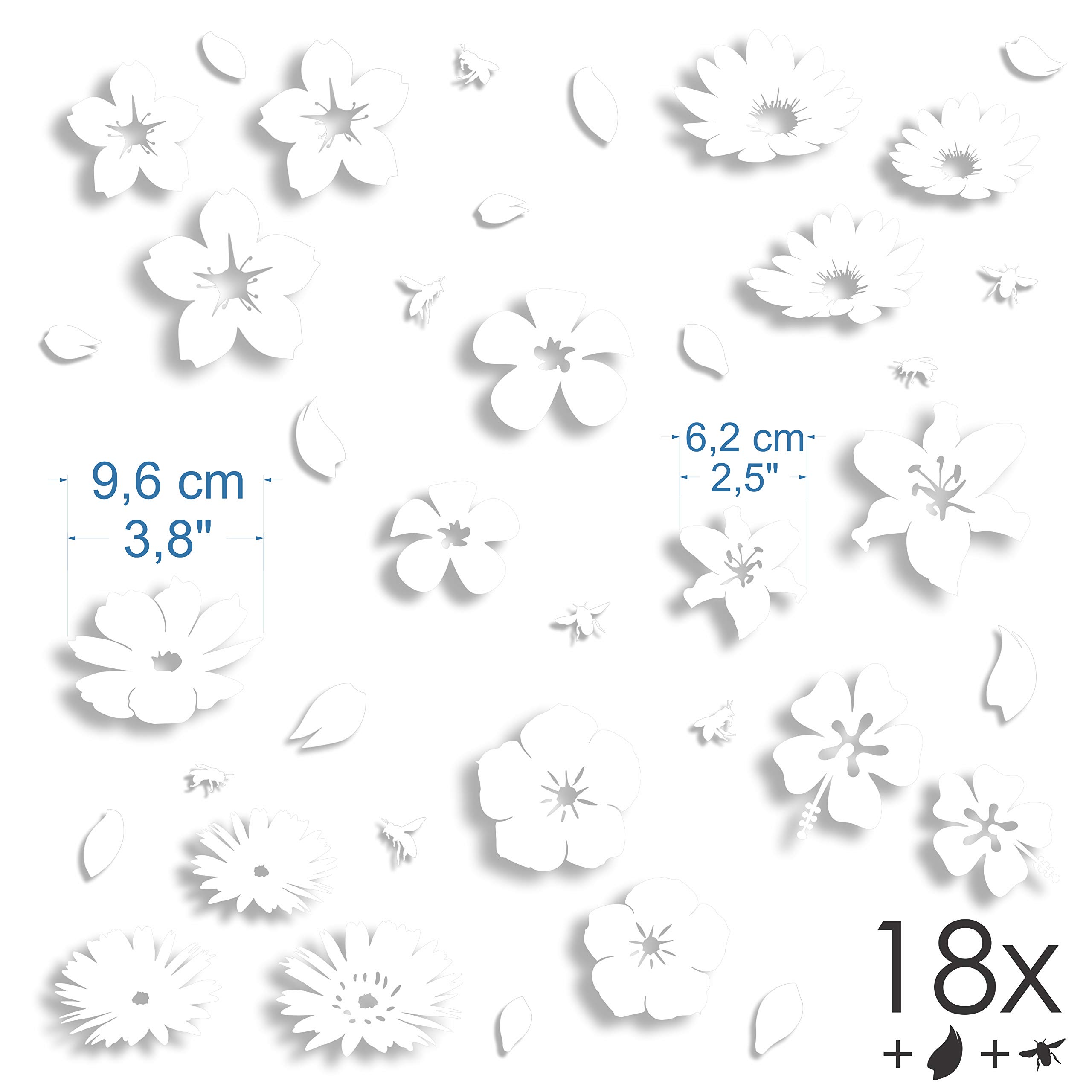 Window Protection Stickers - Avoid Bird, Pet and People Collisions and Strikes on Window Glass - Set of 38 Stickers - Color: White - Image 2