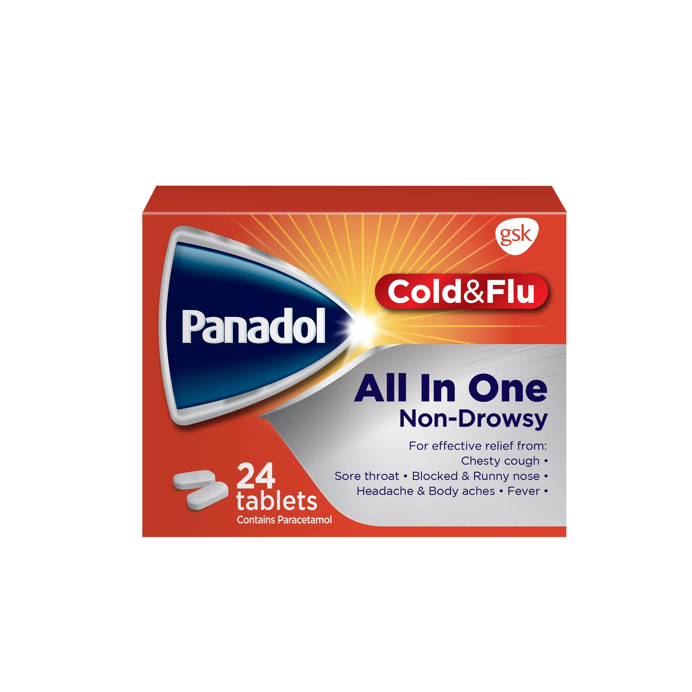Panadol All-in-One Cold and Flu 24-Tablets