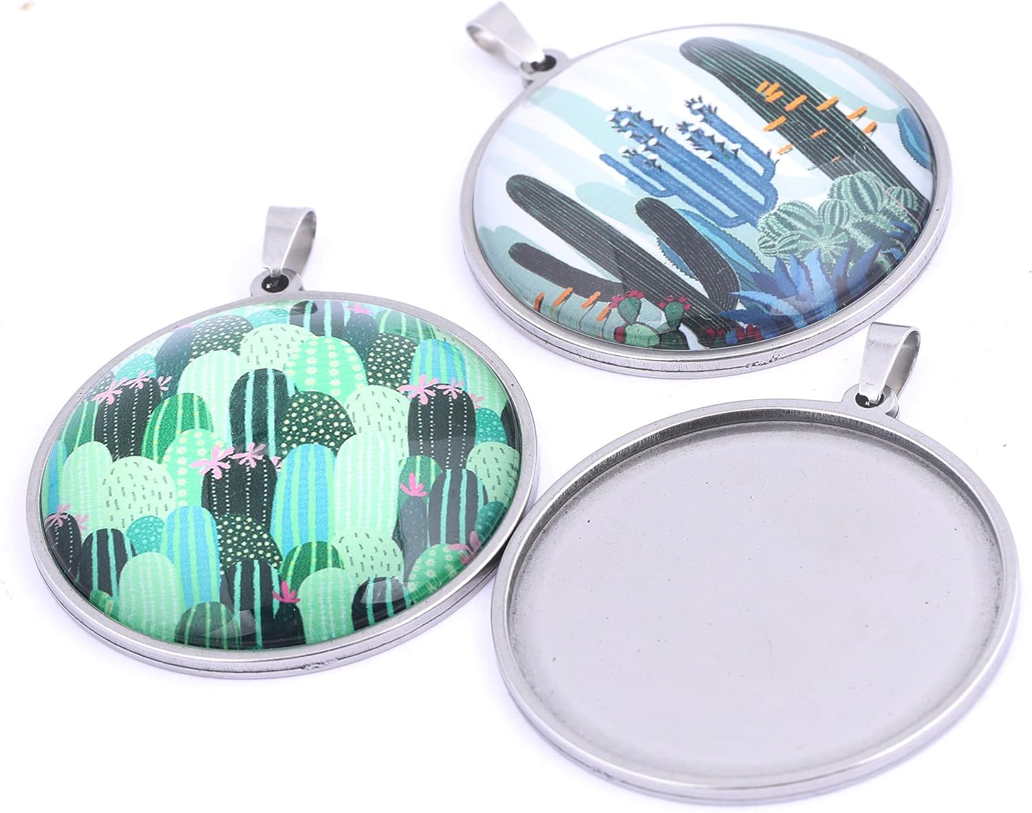 Reidgaller 10pcs Stainless Steel Cabochon Setting Trays 40mm Dia Pendant Base Blanks DIY Necklace Bezels for Jewelry Making - Image 7