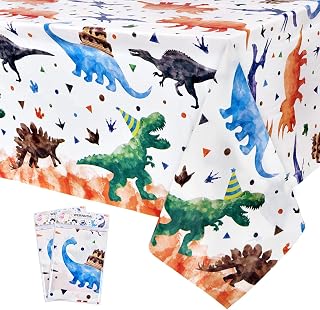 Watercolor Dinosaur Party Tablecloth Rectangular