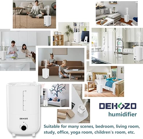 Miniatura 8 de DEHOZO Humidificadores para dormitorio, bebé, 2.6 L, llenado superior para habitaciones grandes, oficinas, habitación de niños, 25 dB, silencioso,