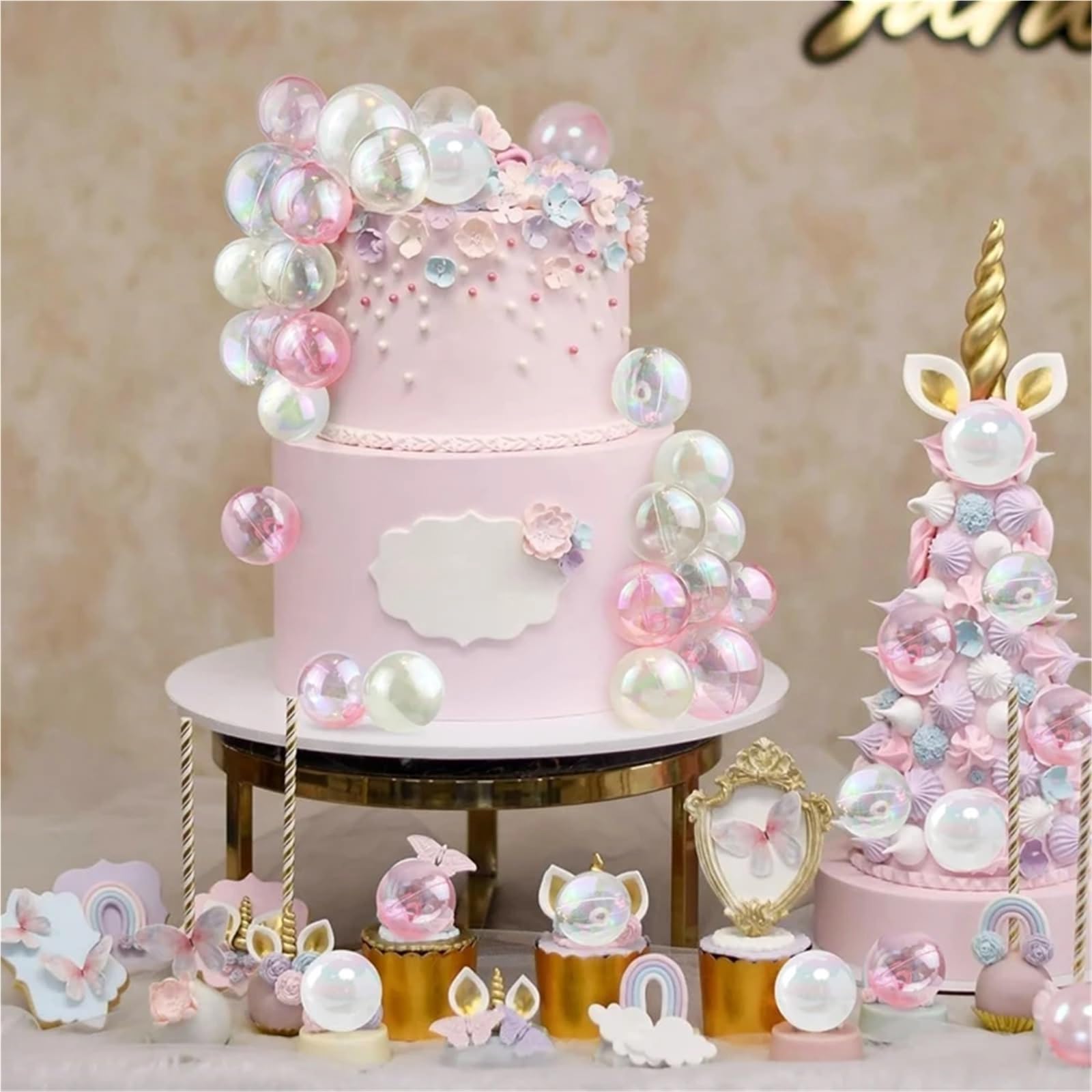 Lot de 100 mini ballons en mousse pour décoration de gâteau - Transparent, 5 cm
