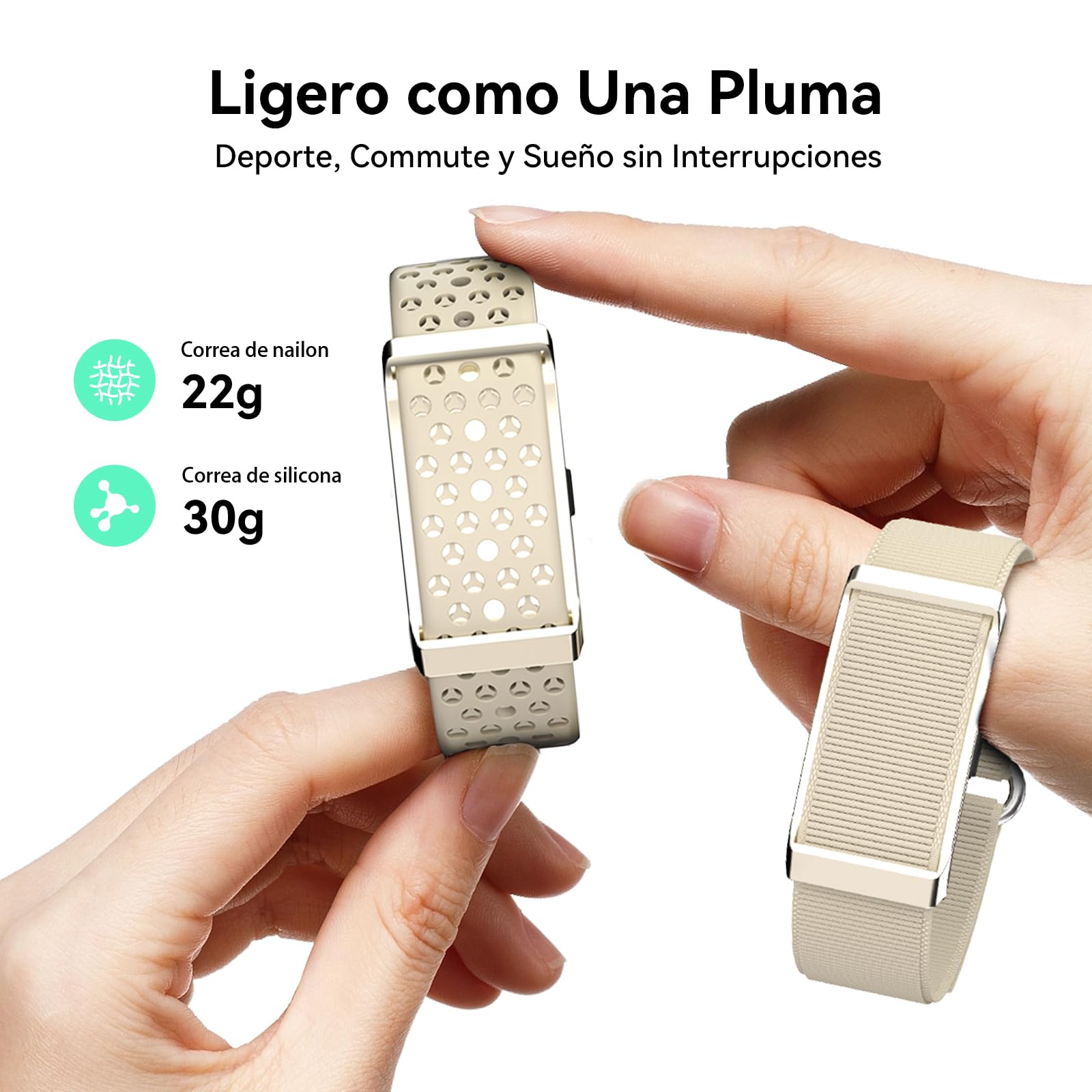 Pulsera de Actividad Inteligente Sin Pantalla Mujer Hombre | Monitoreo 24/7 de Actividad, Sueño & Frecuencia Cardíaca, Modo Multideporte, Batería 35 Días, IP68