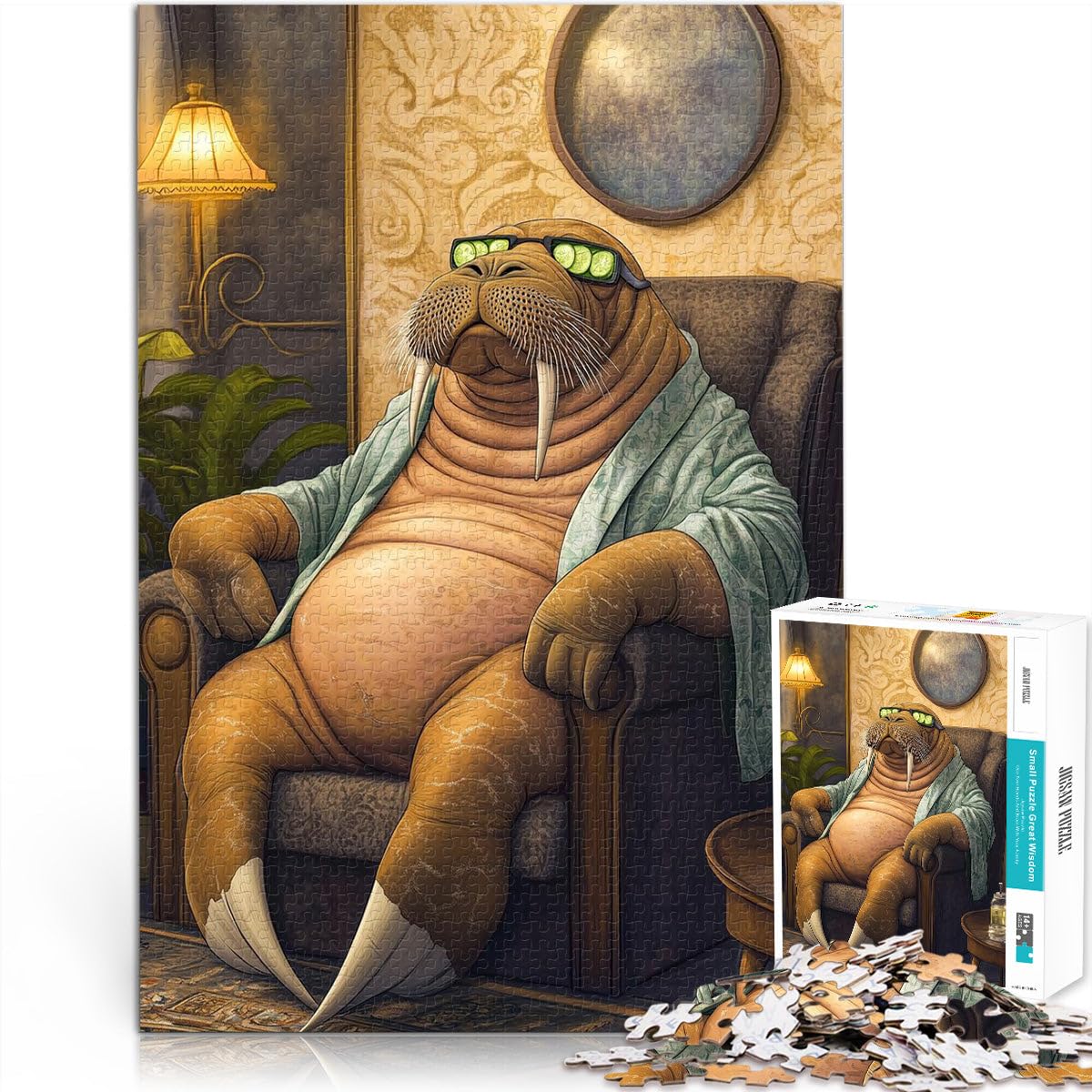 jigsaw 1000 pieces for teenagers Walrus Relaxing Time pädagogische Herausforderung Geeignet für die Schreibtischdekoration75x50cm — image 1