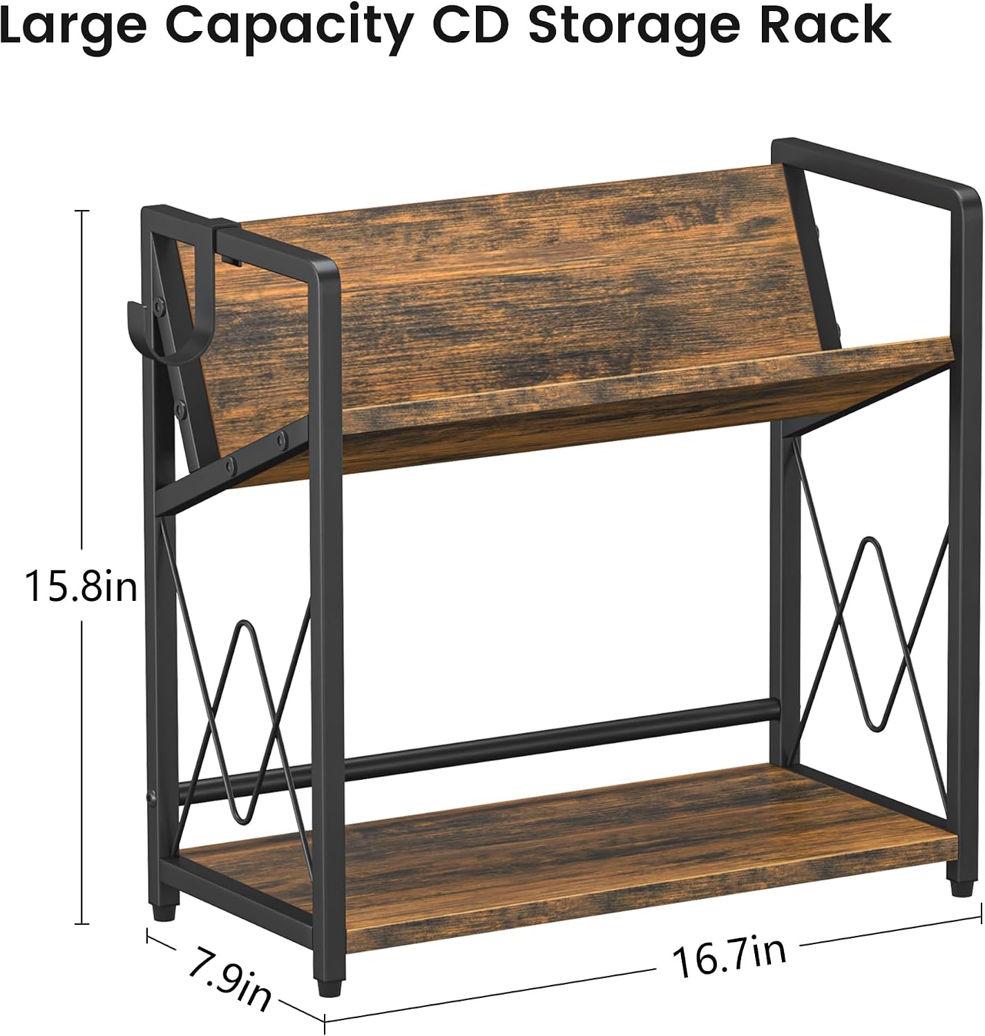 CD Storage Rack, 2-Tier CD Holder, DVD Shelf Holds up to 80 CDs or 56 DVDs