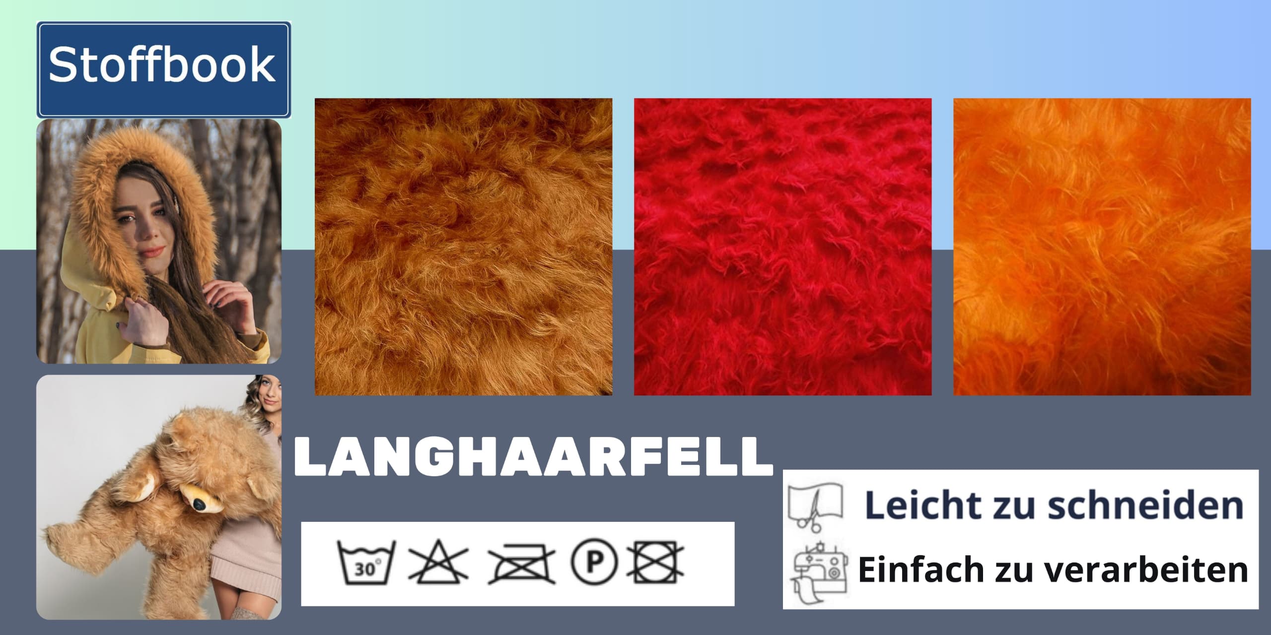 StoffBook Langhaar-Flockati-Fell – Dunkelbraun/Weiß, OEKO-TEX, Ca. 50 Cm Breit, Für DIY & Karneval