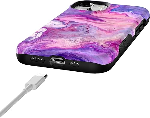 Miniatura 8 de Casely Funda para iPhone 14 Tie Dying Over You Mármol morado Compatible con MagSafe Diseño protector audaz