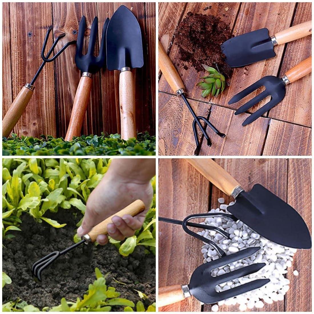 MESWAN Garden Tool Kit Set Flower Cutter/Pruner Trowel Hand Fork Hand Rake Garden Tools Garden Tool Kit (4 Tools) (Traditional) 1