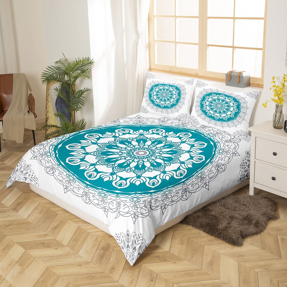 Set Biancheria Da Letto Matrimoniale, Morbuy Set Copripiumino In Microfibra De 4 Pezzi Con Lenzuola Piane E 2 Federe (150x200cm/1.5M,Rosa Fragola - Foto 2