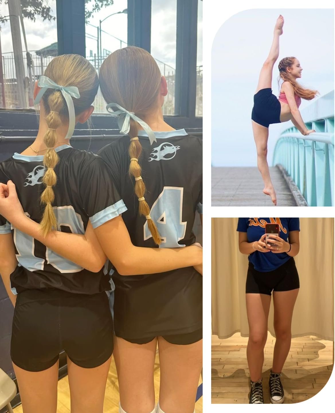 3 Pack Girls 4'' High Waisted Black Biker Shorts, Athletic Running Yoga Shorts for Kids Teen - Image 6