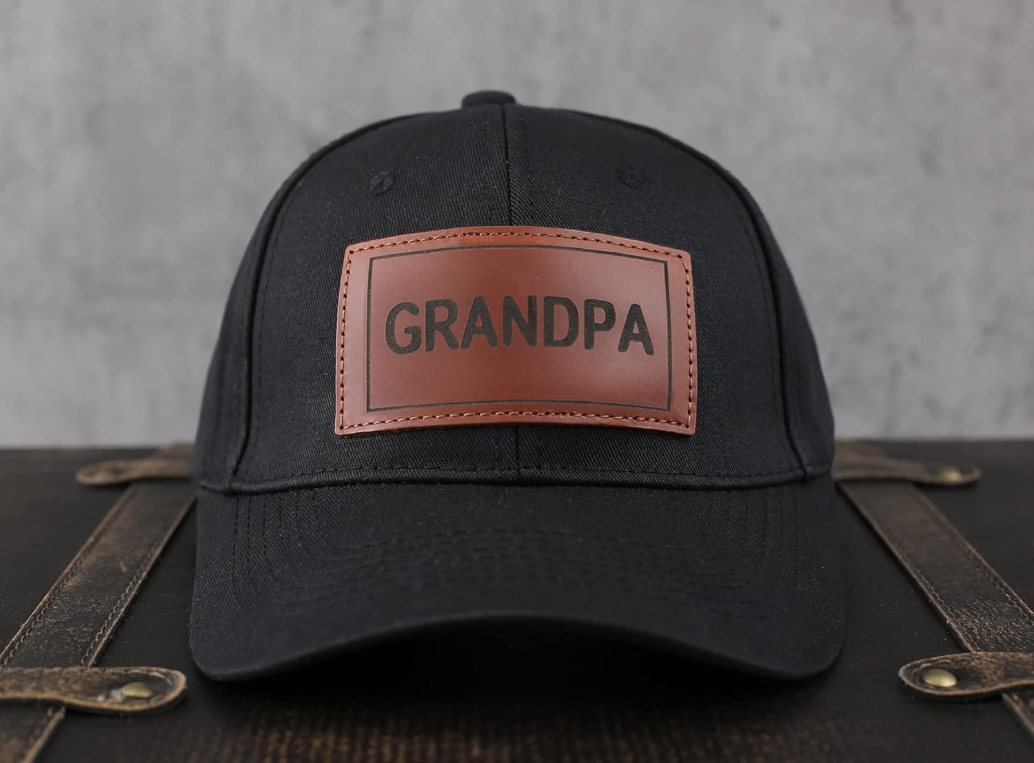 Trucker Hat for Dad, Baseball Hat Papa Cap Laser Engraved Leather Patch Trucker Hat - Image 3