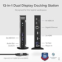 Vista 2 de Plugable Universal Laptop Docking Station Dual HDMI Monitor for Windows and Mac (Driver Required), USB 3.0 or USB-C, 2X HDMI, Gigabit Ethernet