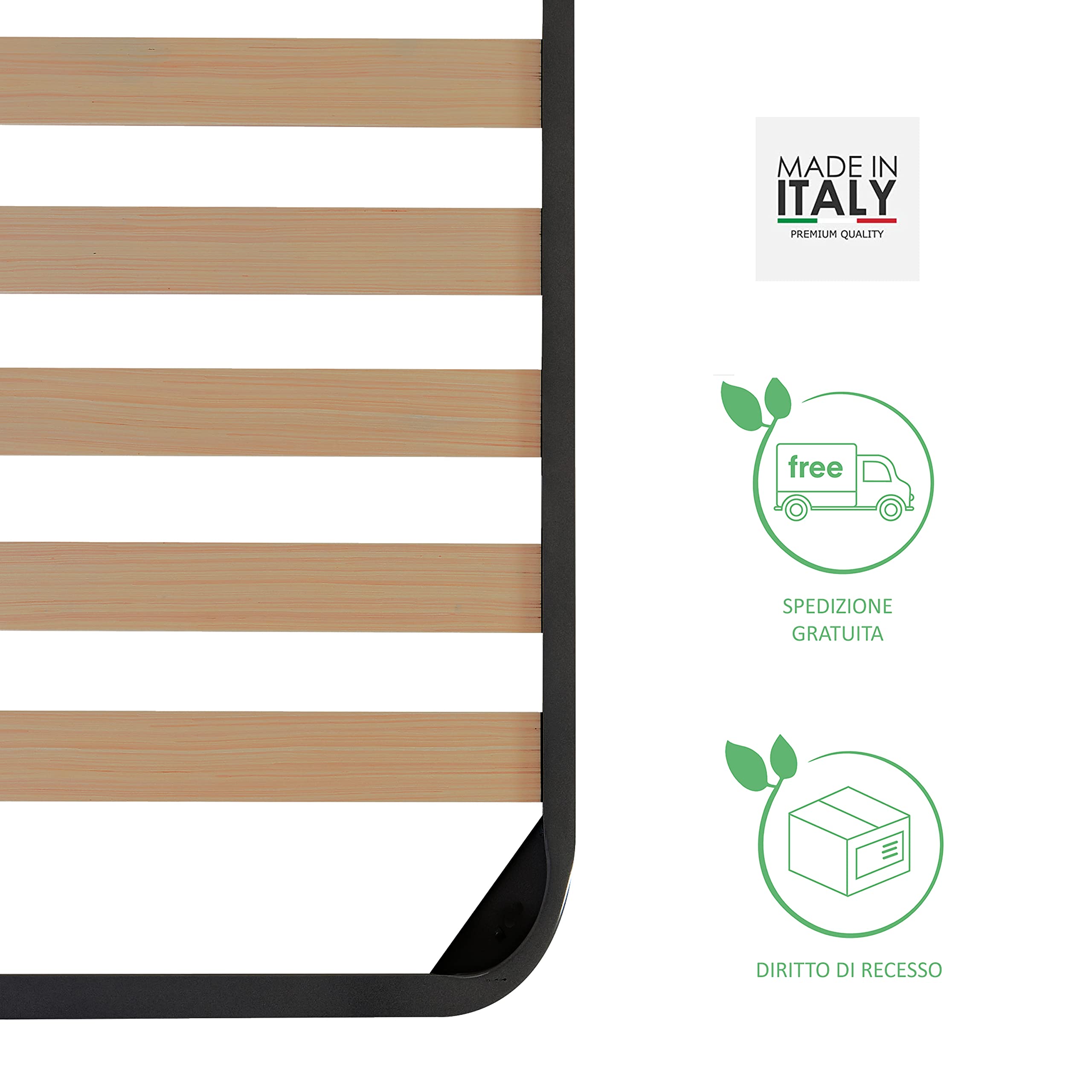 Rete Ortopedica Singola 80x190 In Legno Di Betulla | Senza Piedi, Made In Italy, Per Letti Incasso - Foto 8