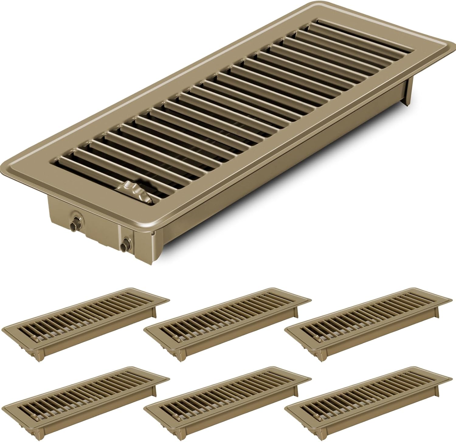 4x12 Floor Vents - Rust-Proof Aluminum Registers (Brown, Pack of 12)