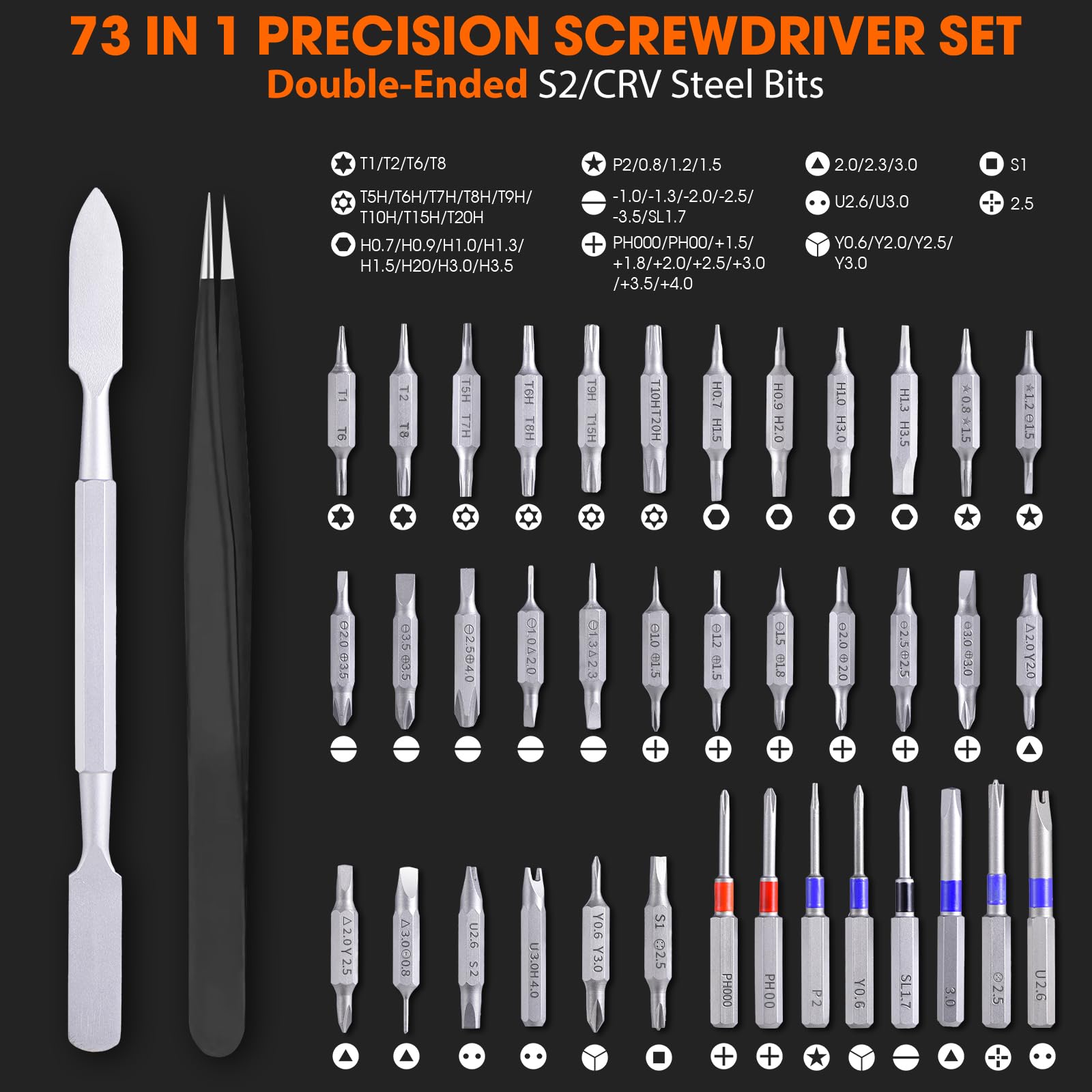 73 in 1 Precision Screwdriver Set, Small Mini Micro Screwdriver Set for DIY PC Computer Electronics, Magnetic Professional Repair Hand Micro Tool Kit, Reliable and Easy-to-Use
