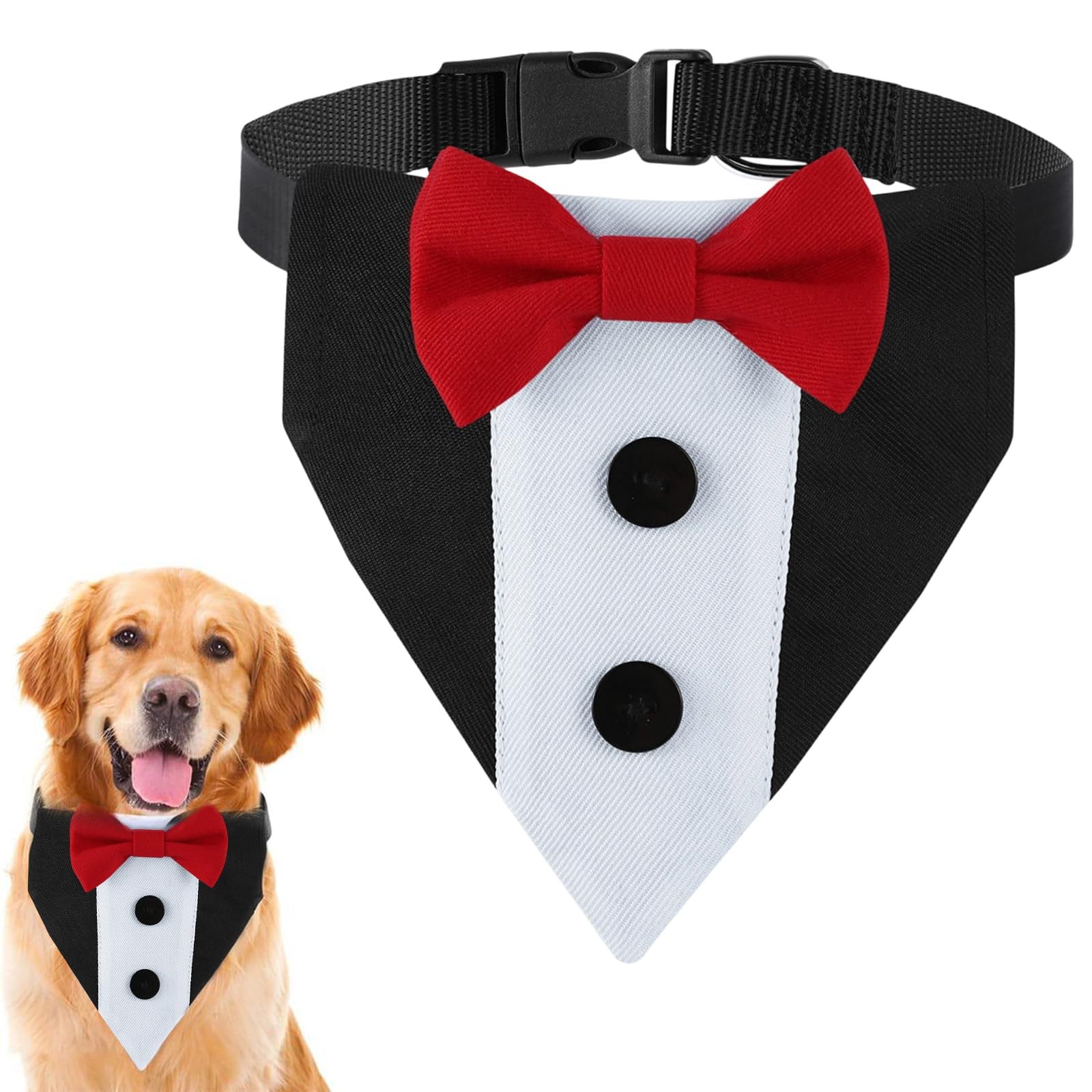 Bandana da Smoking per Cani Collare Bandana da Matrimonio Formale per Cani, Triangolare per Bandana, per Medio, Grande per Matrimoni, Feste, Compleanno, M, rosso