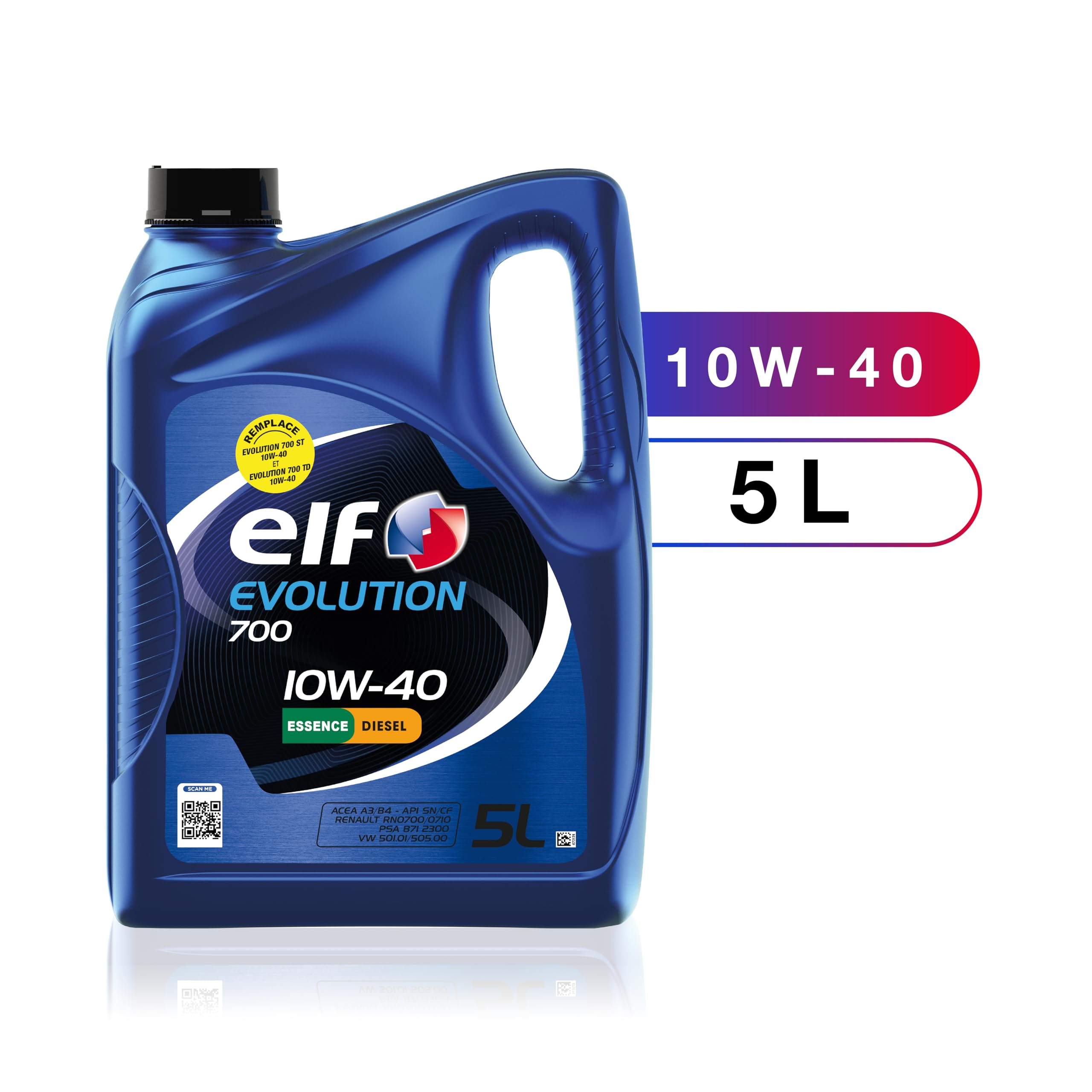 ELF EVOLUTION 700 10W-40, Huile moteur essence et Diesel, 5 litres