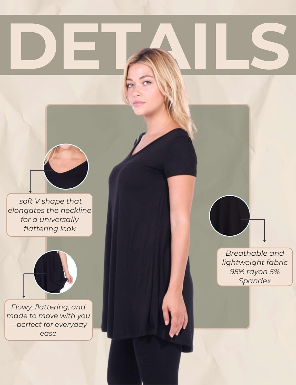 Popana Womens Short Sleeve Summer Tunic Tops to Wear with Leggings Loose Fit Plus Size - Image 6