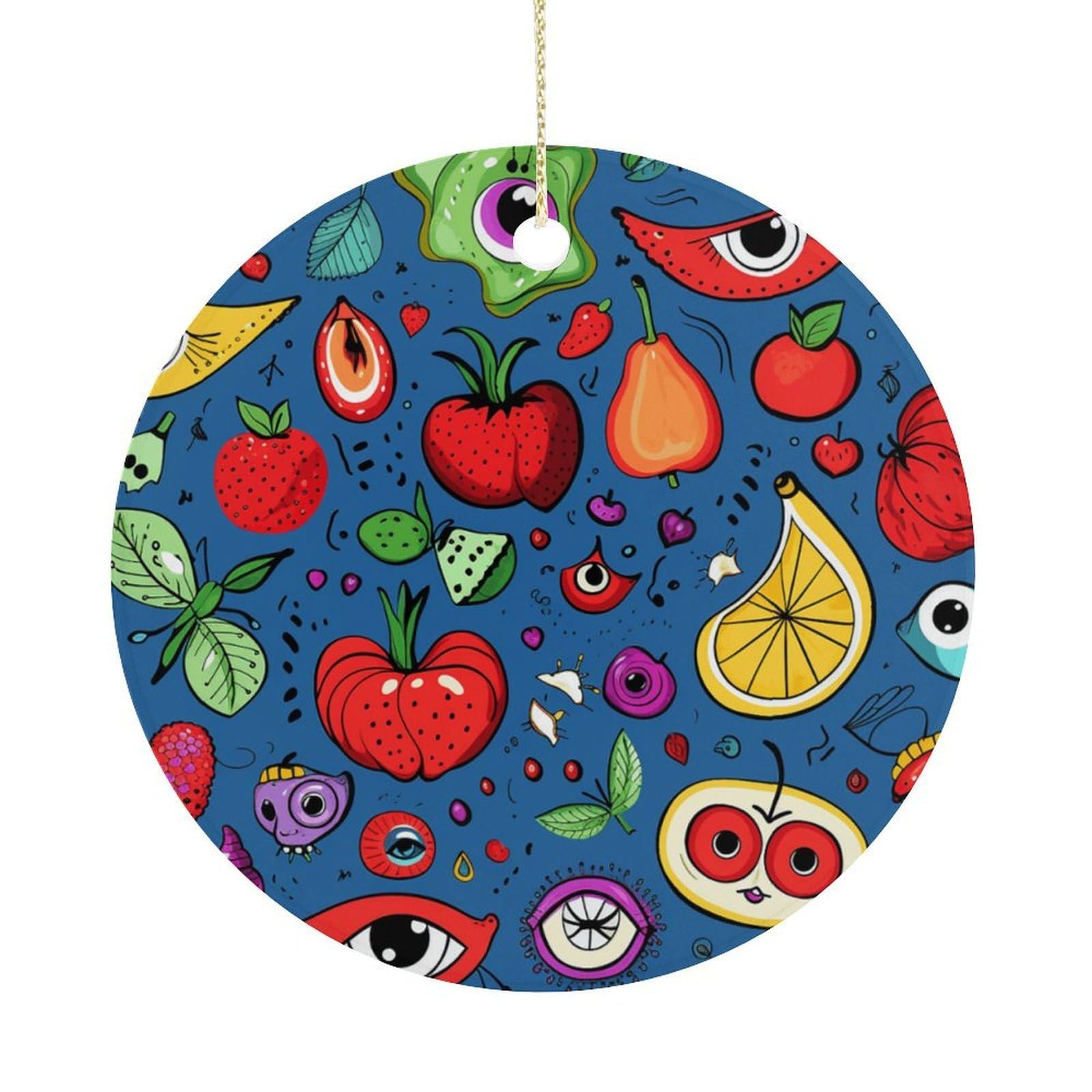 Adfgyerh Women's Style Shining Eyes Doodle Hanging Ceramic Ornaments, Christmas Tree Decorations, Funny Home Decor Gifts For Sisters & Work Best Friends