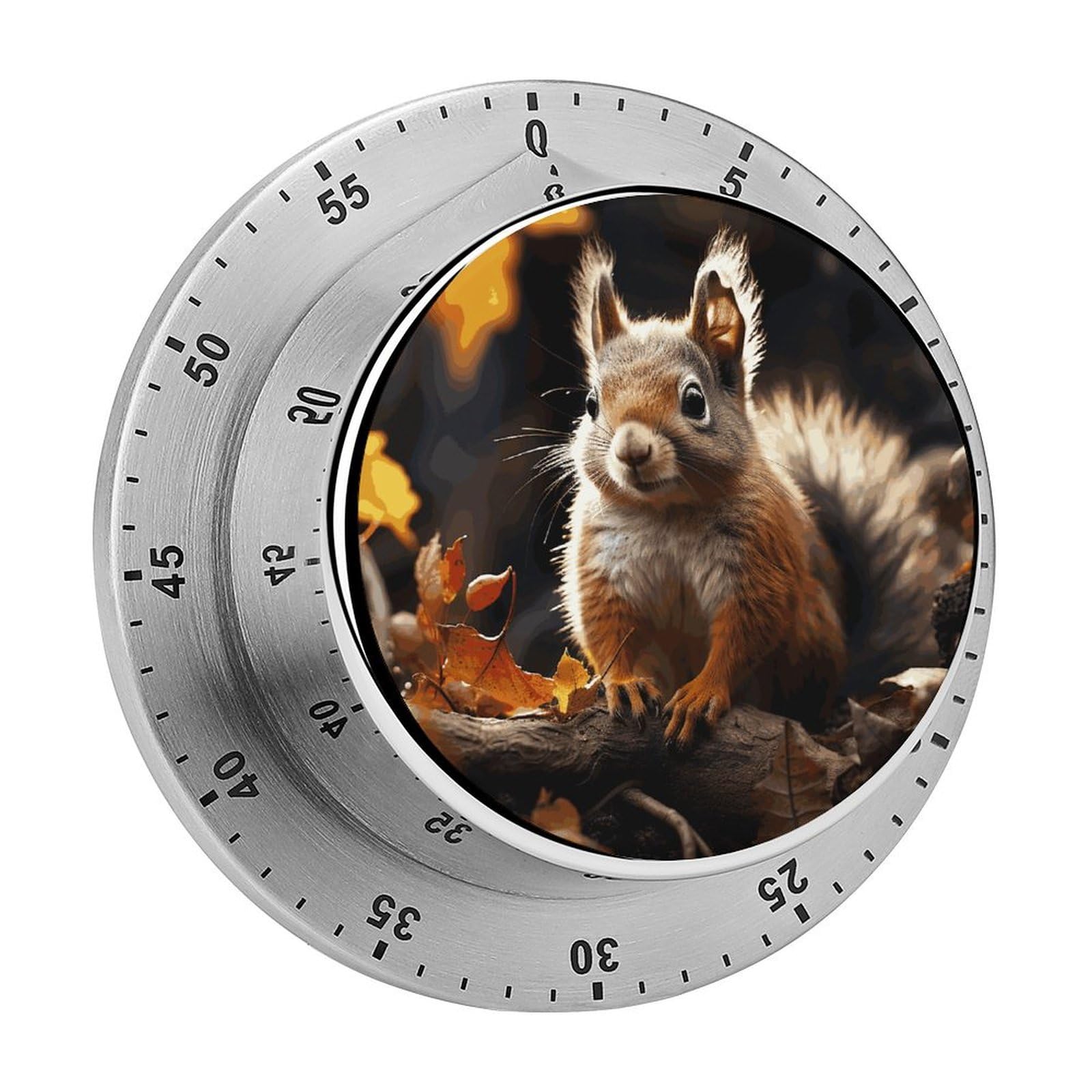 Adfgyerh Style Squirrel In The Woods Timer For Cooking, Kitchen Timer Magnetic No Batteries Required, Mechanical Timer With Loud Alarm, For Fitness Baking Exercise Oven