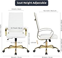 Vista 3 de LANDSUN Silla de oficina en casa, silla ejecutiva de respaldo alto, de piel sintética acanalada, silla de escritorio para computadora