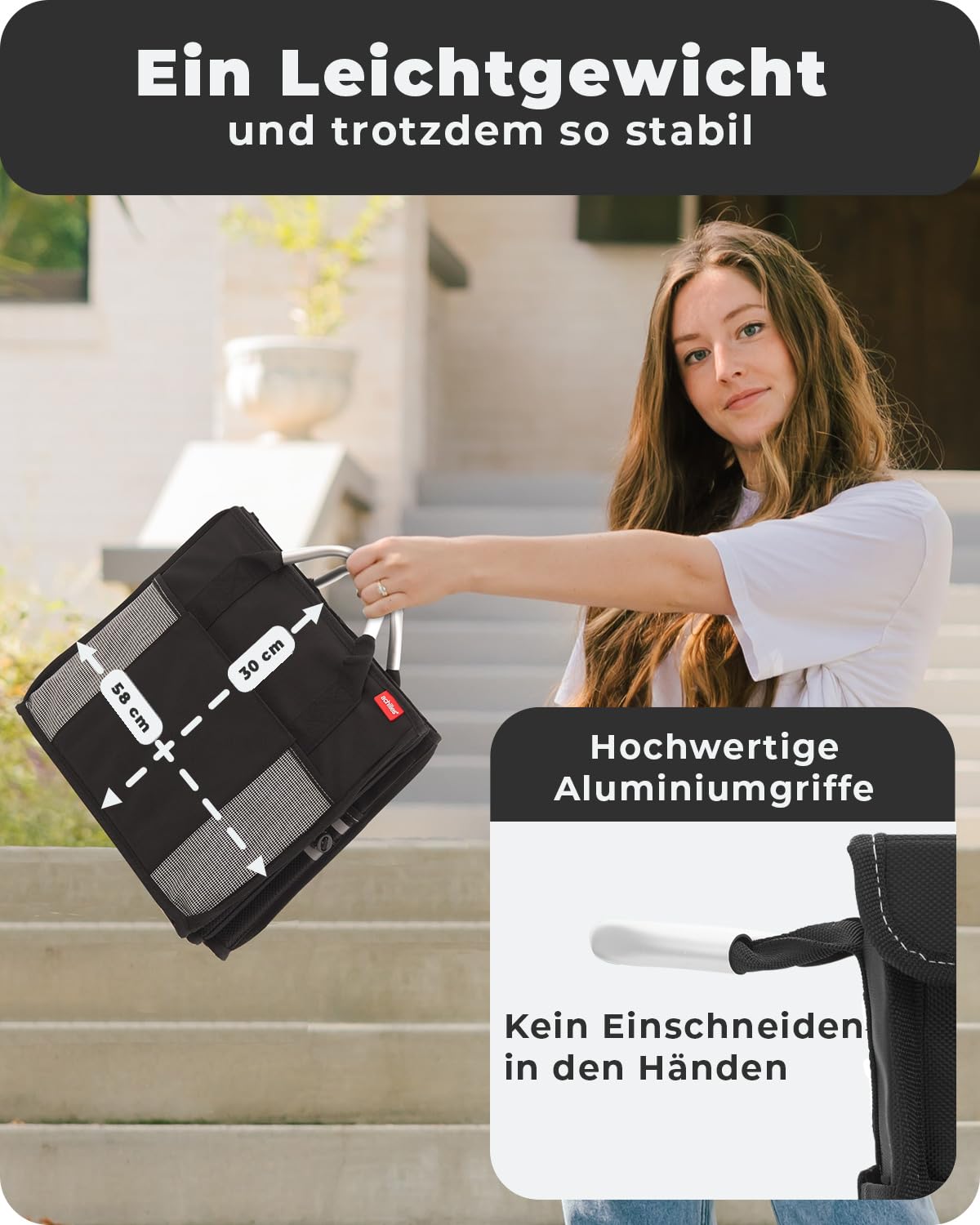 achilles Strong-Box - extrem belastbare Transport-Tasche - Faltbox für den Kofferraum, Reisen oder den Einkauf (Schwarz)