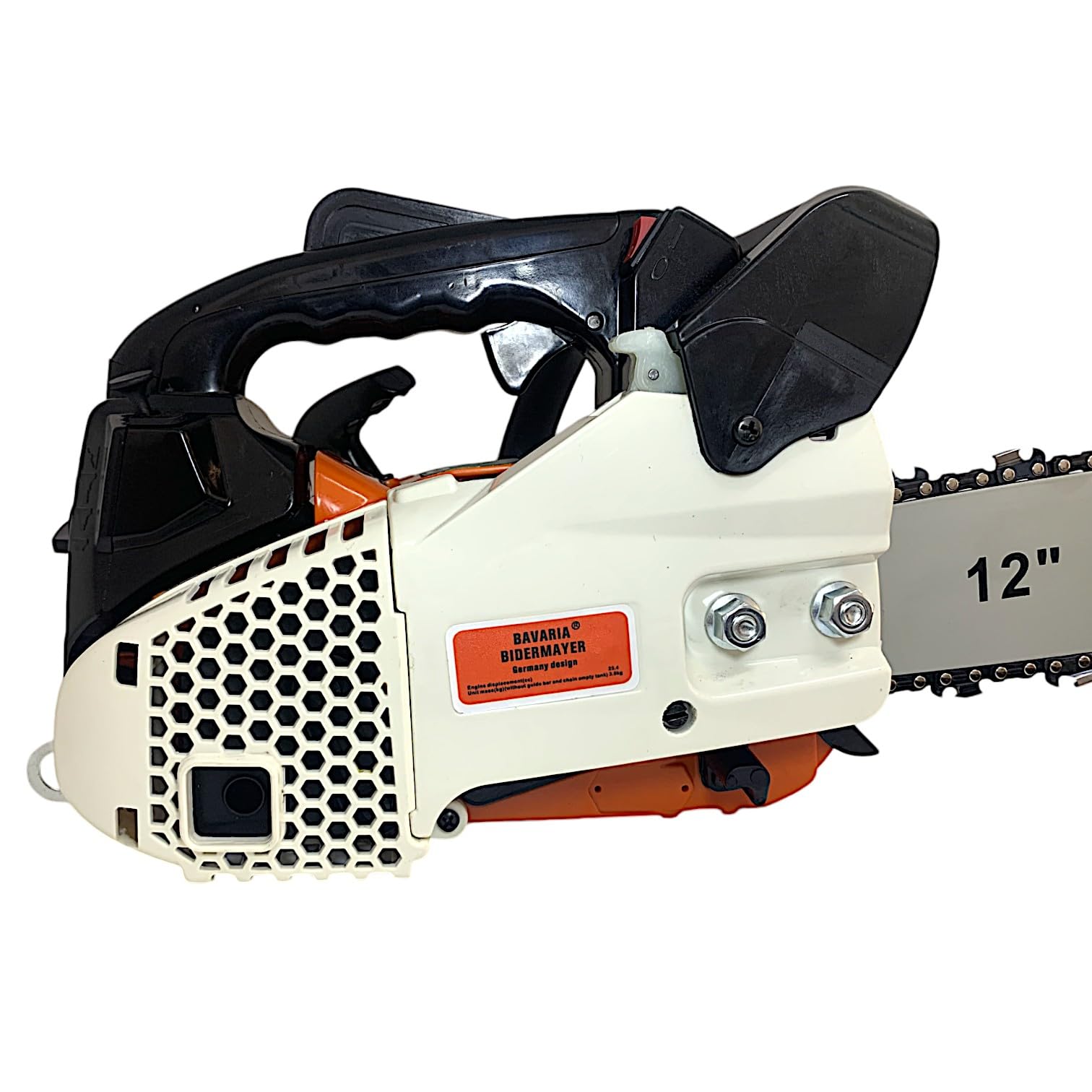 Motosega a Scoppio 25.4CC con Motore 2 Tempi da Potatura Giardinaggio con Barra da 30cm Potenza 0.9KW 12500 Giri/min Avviamento Easy-Start Sistema Antivibrazioni Kit Montaggio incluso