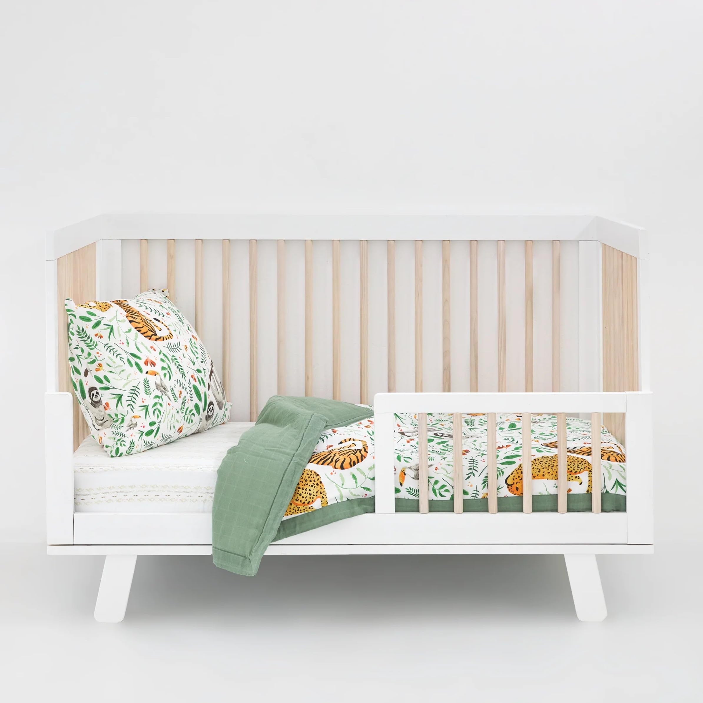 Little Unicorn Toddler Bedding 3-Piece Set | Includes Comforter, Crib Sheet &amp; Pillowcase | Soft &amp; Breathable Muslin Fabric | for Convertible Cribs &amp; Toddler Beds (Mighty Jungle)