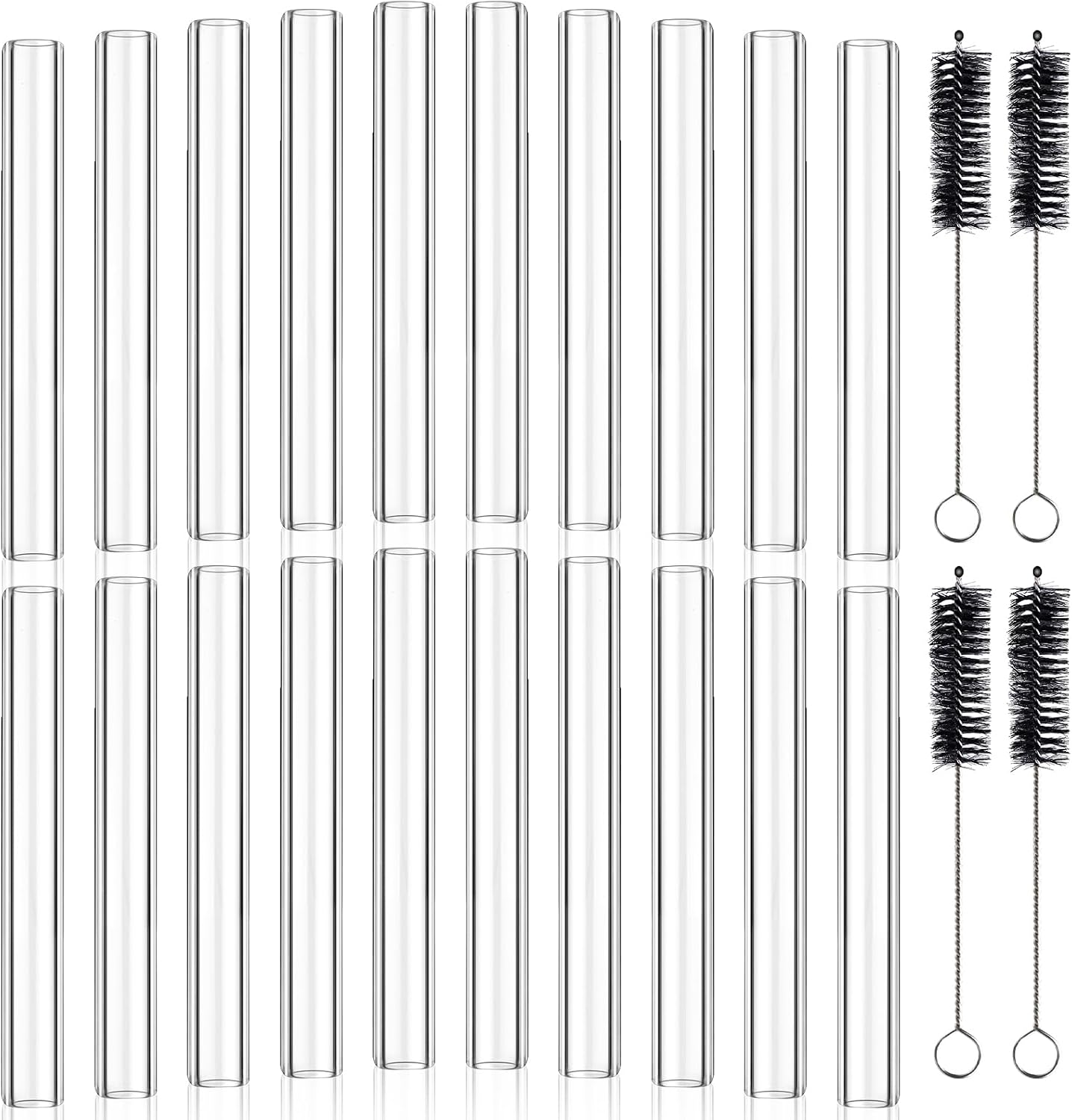 Worldity 20pcs 6" Borosilicate Glass Blowing Tubes 12mm OD 9mm ID 2mm Thick Wall + 4 Brushes - High Temp for Lampworking Crafts